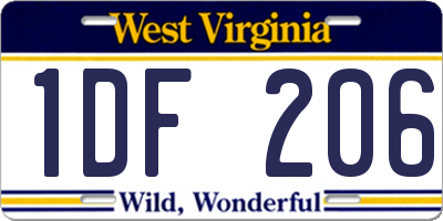 WV license plate 1DF206