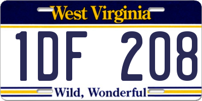 WV license plate 1DF208