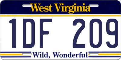 WV license plate 1DF209