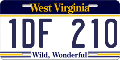 WV license plate 1DF210