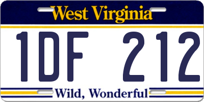 WV license plate 1DF212