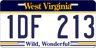 WV license plate 1DF213