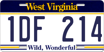 WV license plate 1DF214