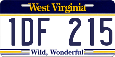 WV license plate 1DF215