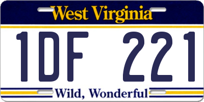WV license plate 1DF221