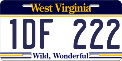 WV license plate 1DF222