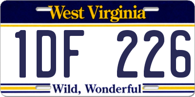 WV license plate 1DF226