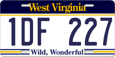 WV license plate 1DF227