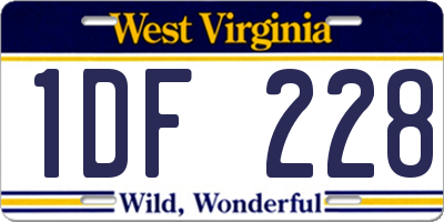 WV license plate 1DF228