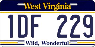 WV license plate 1DF229