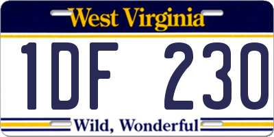 WV license plate 1DF230
