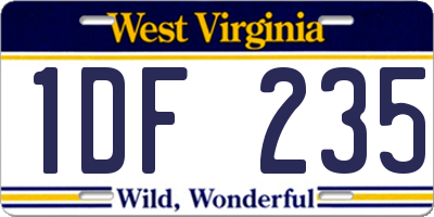 WV license plate 1DF235