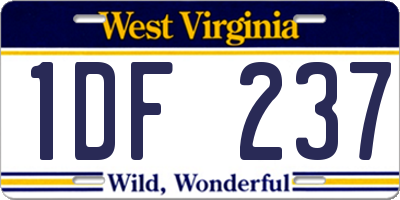 WV license plate 1DF237