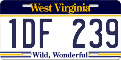 WV license plate 1DF239
