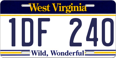 WV license plate 1DF240
