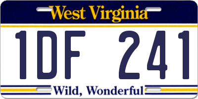 WV license plate 1DF241