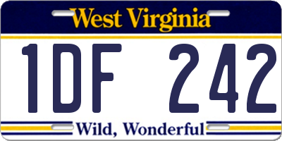 WV license plate 1DF242