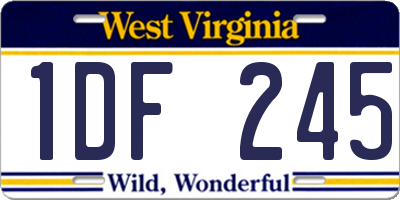 WV license plate 1DF245