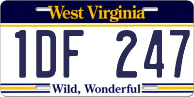 WV license plate 1DF247