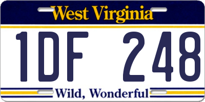 WV license plate 1DF248