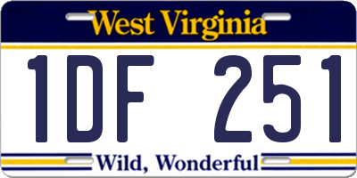 WV license plate 1DF251