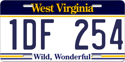 WV license plate 1DF254