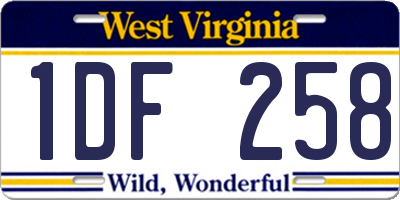 WV license plate 1DF258