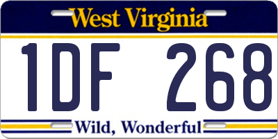 WV license plate 1DF268
