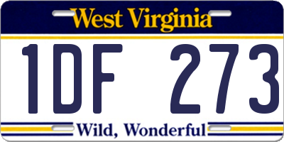 WV license plate 1DF273