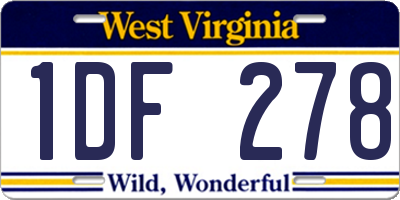WV license plate 1DF278