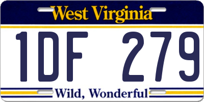 WV license plate 1DF279