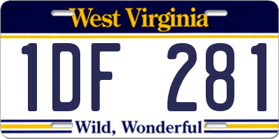 WV license plate 1DF281