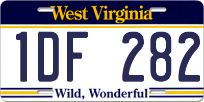 WV license plate 1DF282