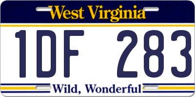 WV license plate 1DF283