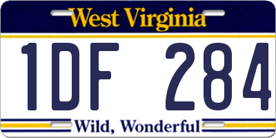 WV license plate 1DF284