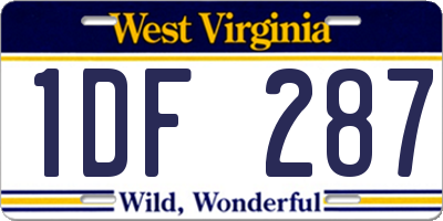 WV license plate 1DF287