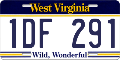 WV license plate 1DF291