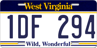 WV license plate 1DF294