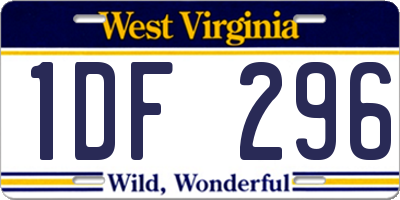 WV license plate 1DF296