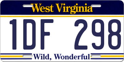 WV license plate 1DF298