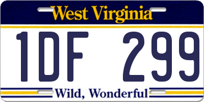 WV license plate 1DF299
