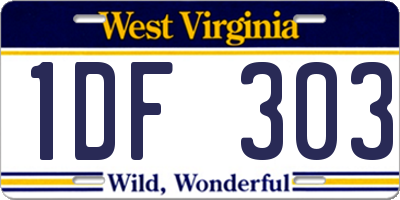 WV license plate 1DF303