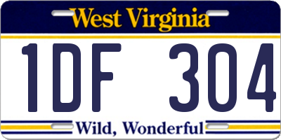 WV license plate 1DF304