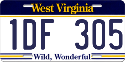 WV license plate 1DF305
