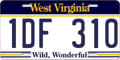 WV license plate 1DF310