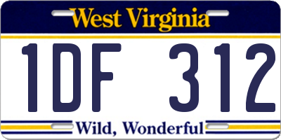 WV license plate 1DF312