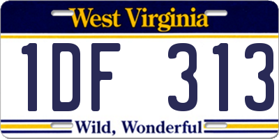 WV license plate 1DF313