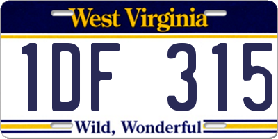 WV license plate 1DF315