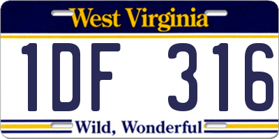 WV license plate 1DF316