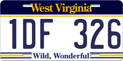 WV license plate 1DF326